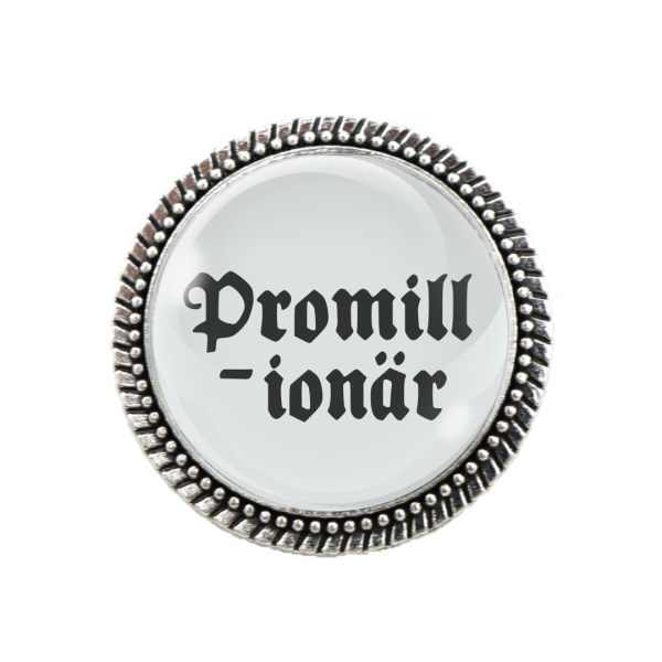 Gaudi-Brosche „Promillionär“ in Silber